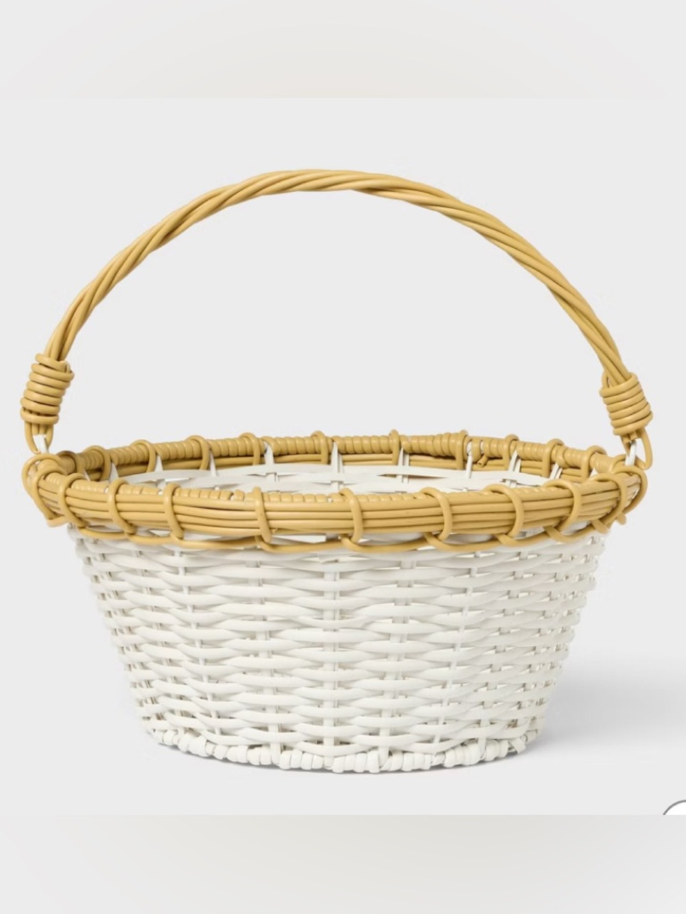Spritz Two-Tone Woven Handled Basket - White and Light Tan